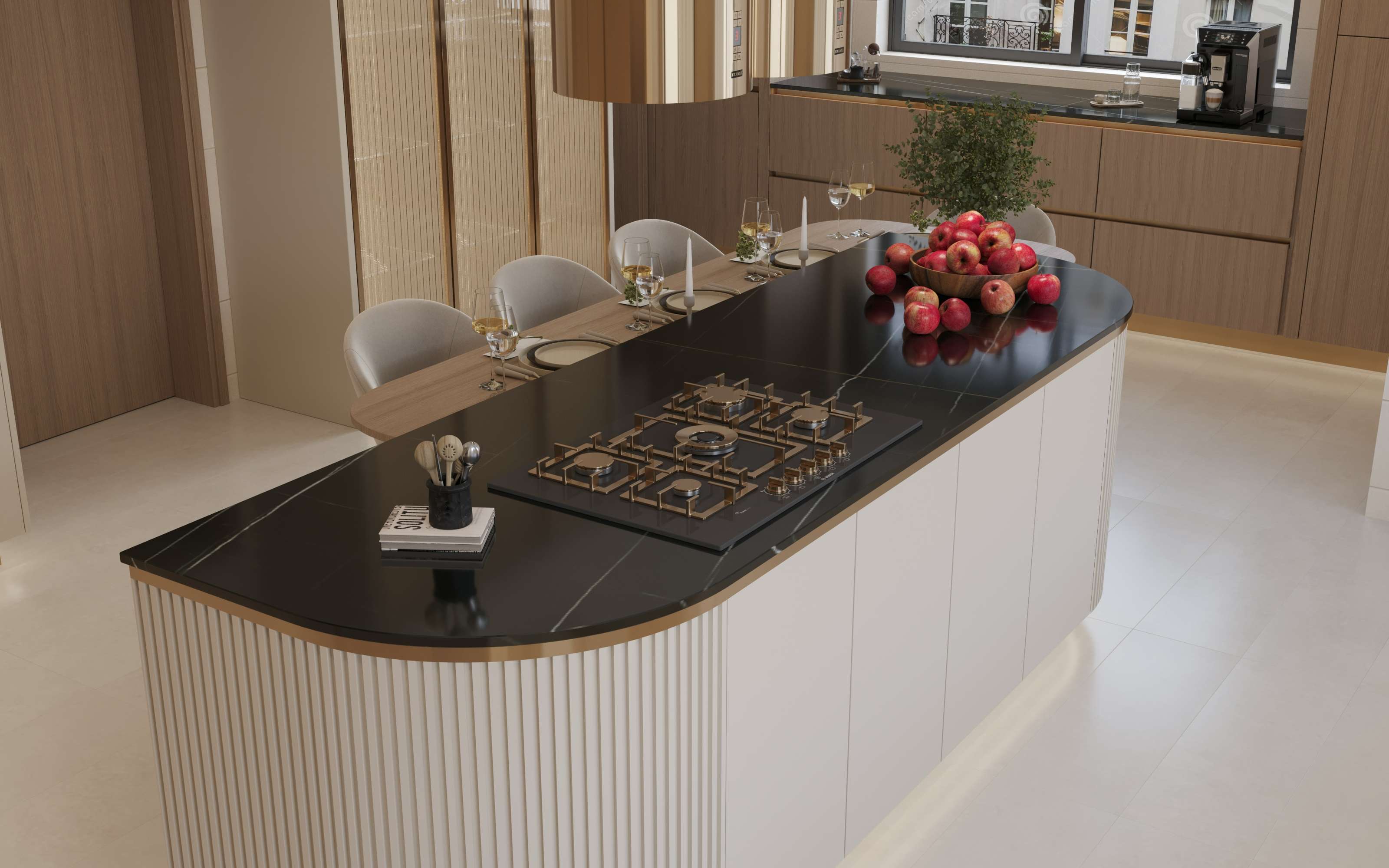 Spacious kitchen with premium features and refined modern aesthetics by La Fabriqua